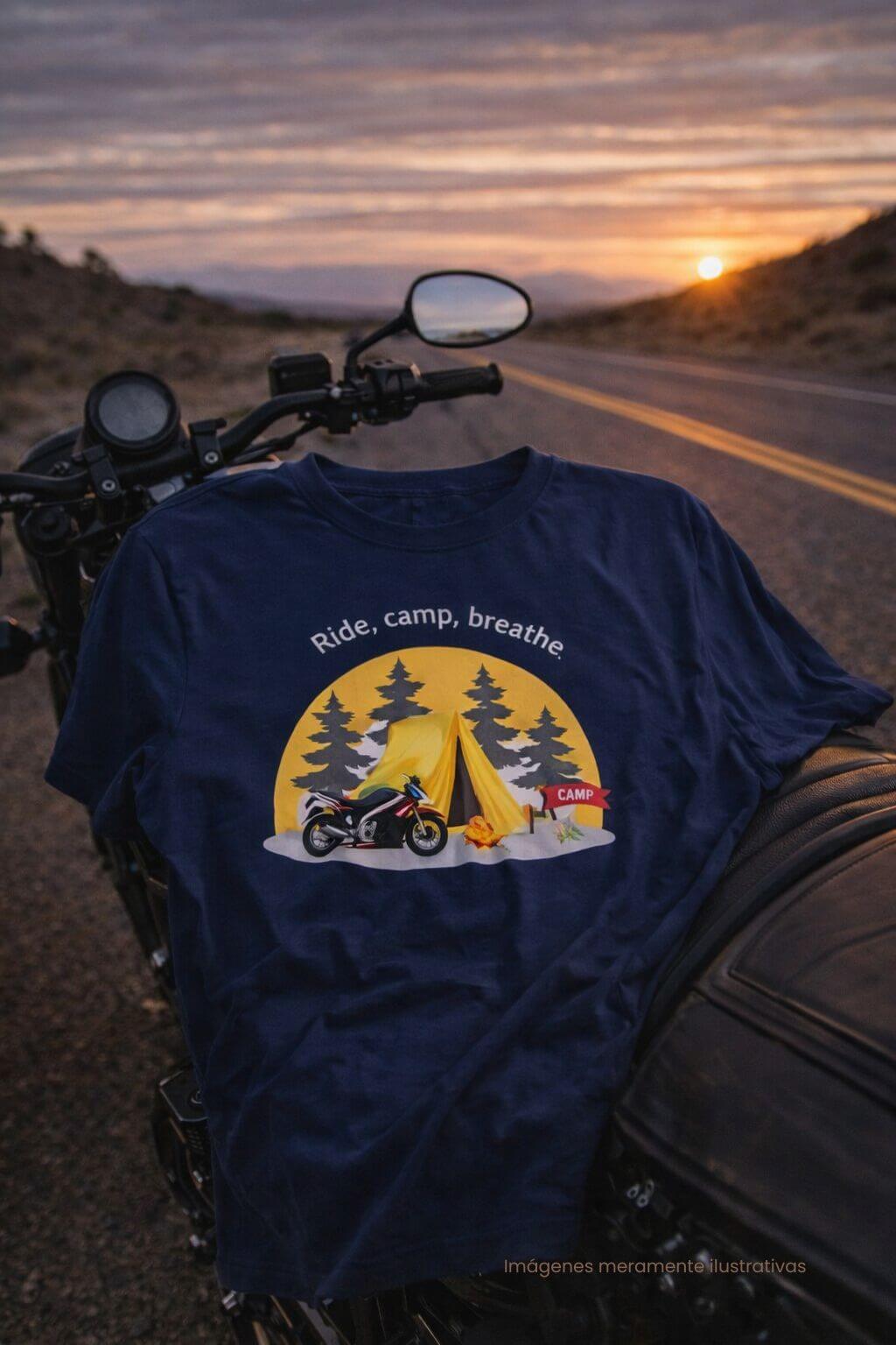 Camiseta Ride, Camp, breathe