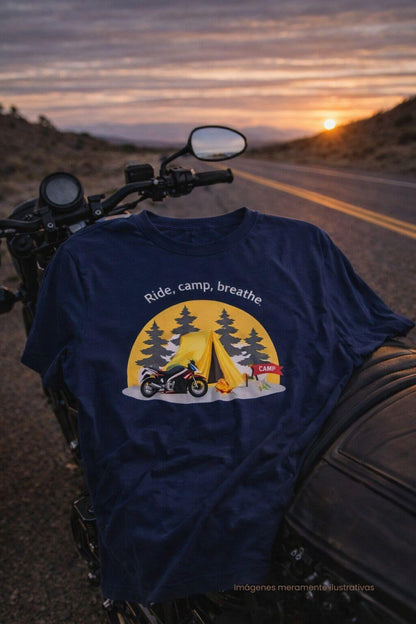 Camiseta Ride, Camp, breathe
